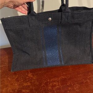 Koala Kanvas Denim Tote Bag with Blue Sparkle Stripe